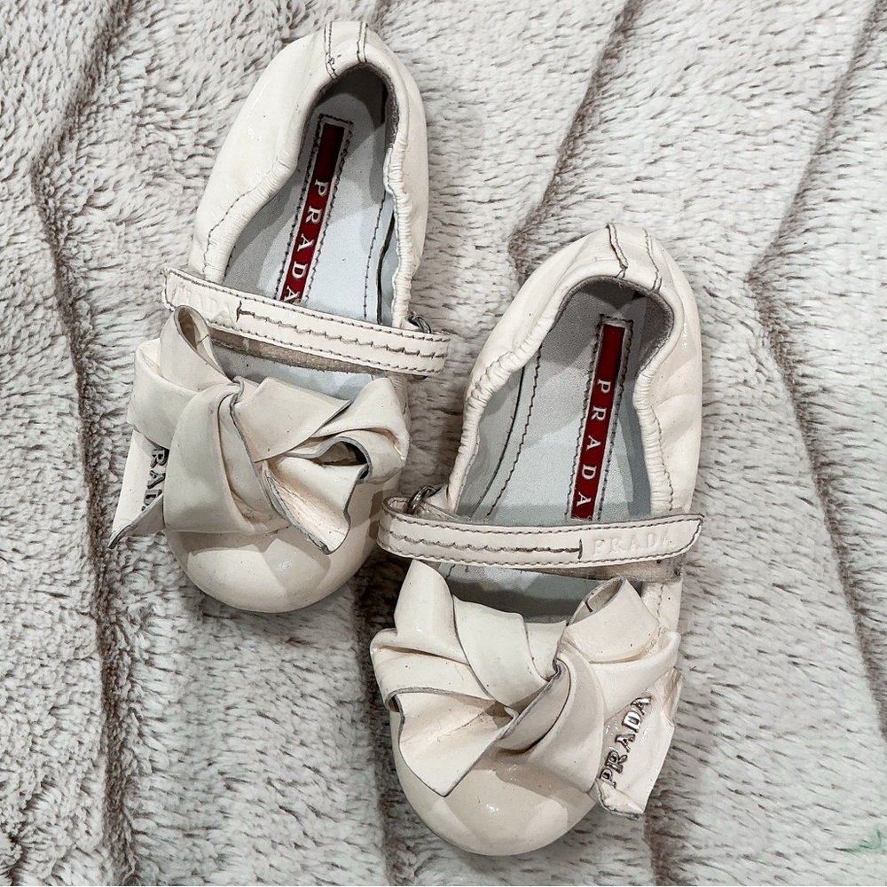 KIDS: Prada White Ballerine Cerimonia Bambina Flats
